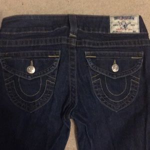 True religion boot cut jeans fold over pockets 27